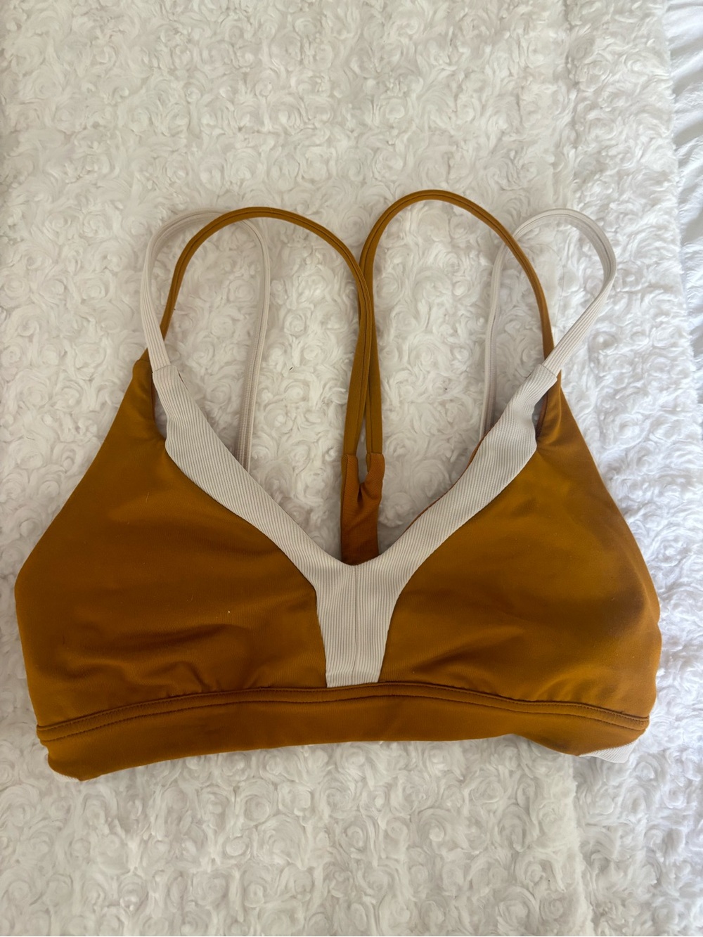 Lululemon white and orange sports bra